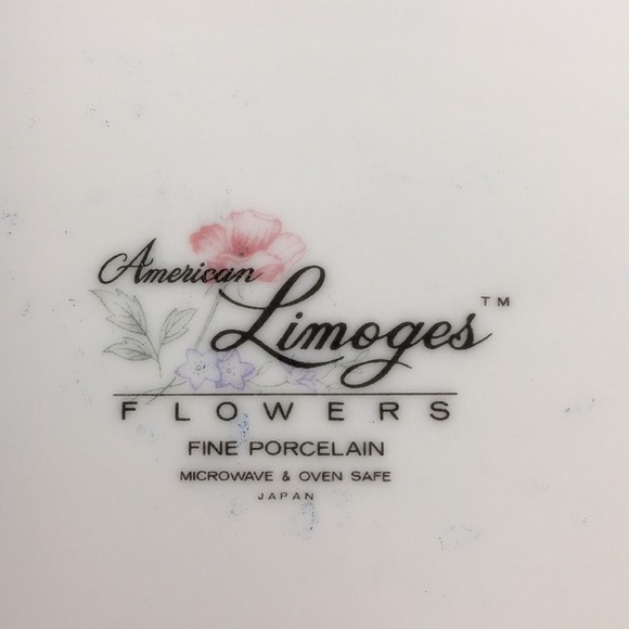 4 Limoges American 7 5/8" Salad Plates Flowers‎ Pattern Fine Porcelain China - Picture 6 of 6